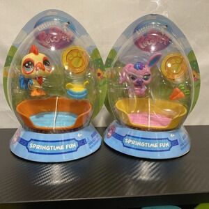 Littlest Pet Shop Series 3 LPS G7 Springtime Fun Egg Rooster #58 & Bunny #49‎
